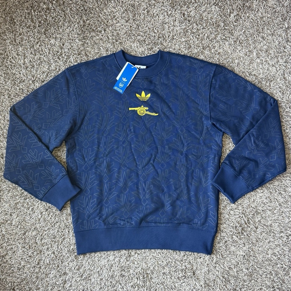 Adidas Arsenal FC LFSTLR Terry Crew Sweatshirt Mens Size Small Blue JZ4106 NEW